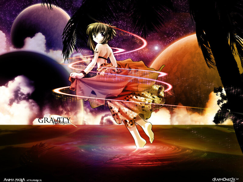Anime girl in cosmic landscape