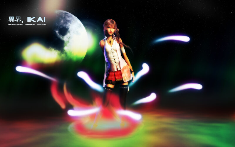 Anime girl in cosmic setting