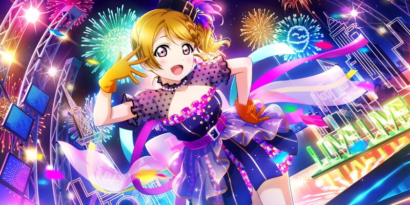 Anime Girl in Costume — Purple, Festive, Night, Fireworks