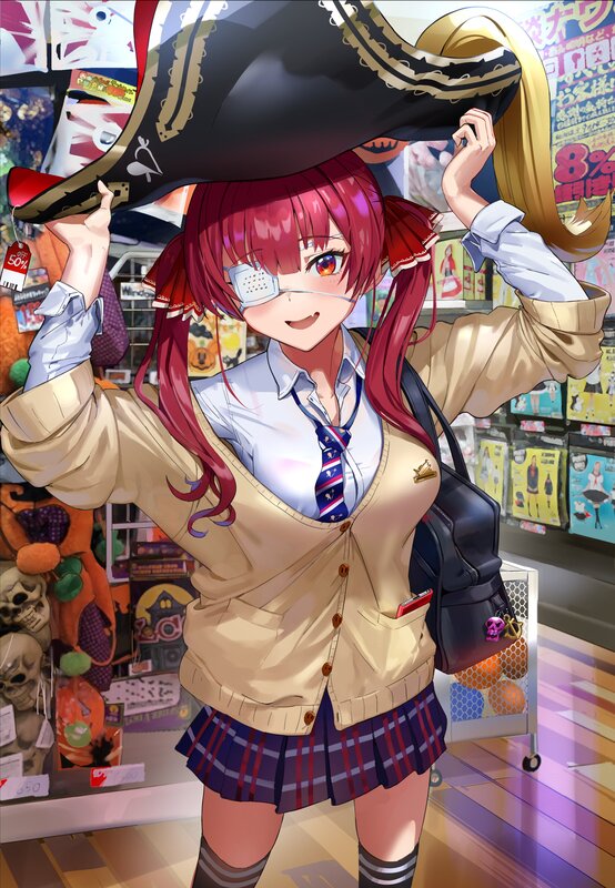 Anime Girl in Costume — Red, Playful, Digital Art