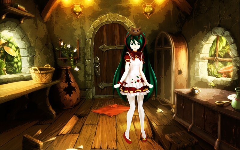 Anime Girl in Cottage