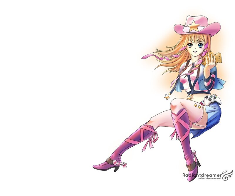 Anime Girl in Cowboy Hat — Pink