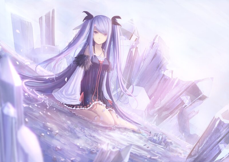 anime girl in crystal landscape