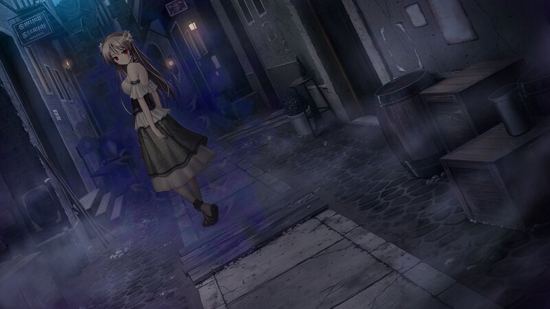 anime girl in dark alley