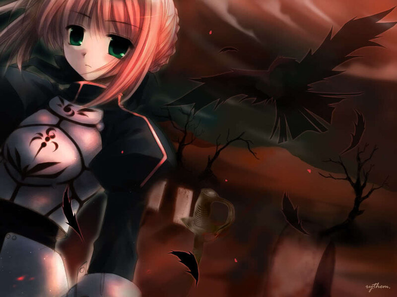anime girl in dark armor