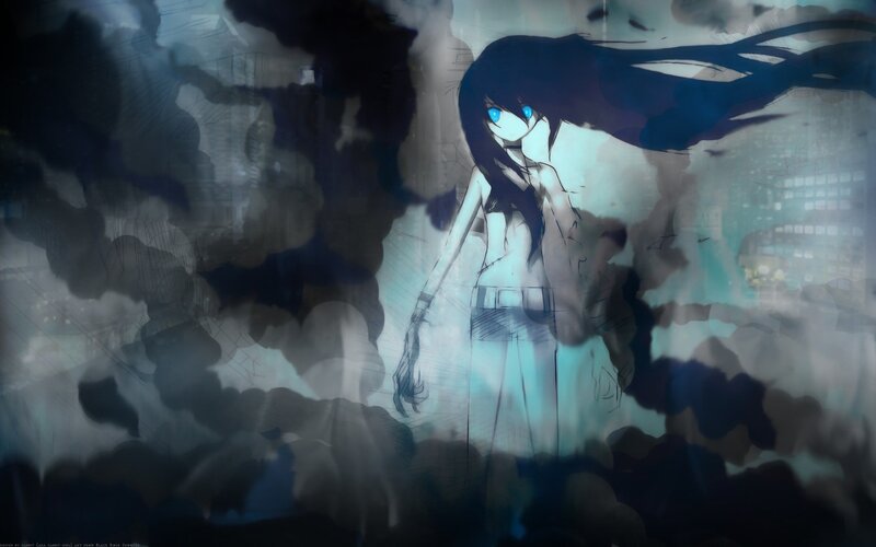 anime girl in dark city