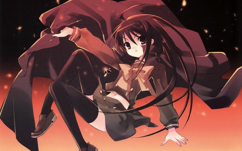 anime girl in dark cloak
