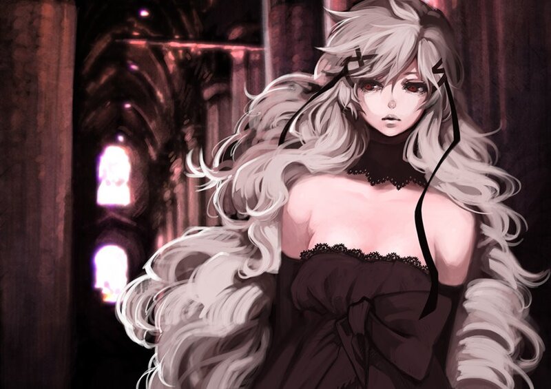 Anime girl in dark corridor