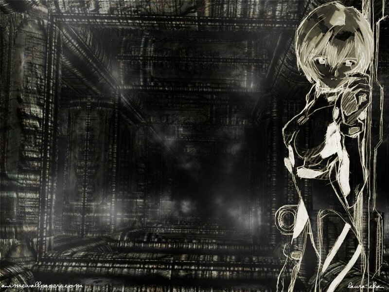 anime girl in dark corridor