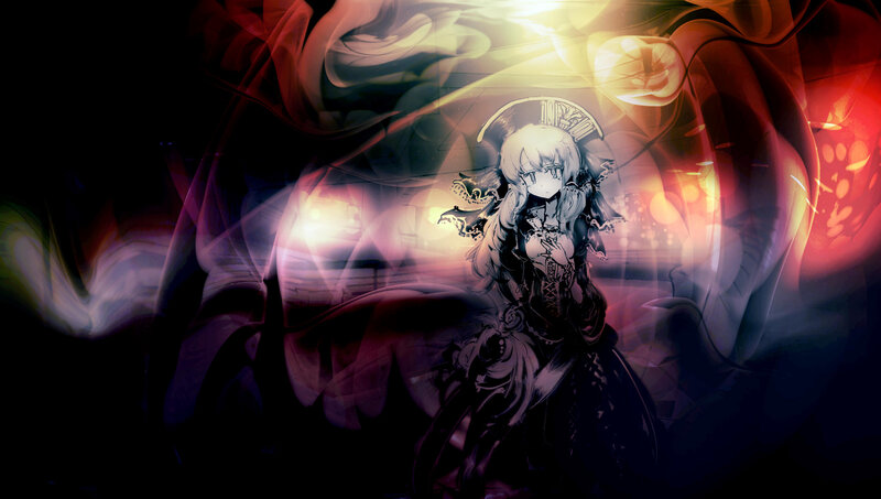 Anime Girl in Dark Dress — Black, Dramatic
