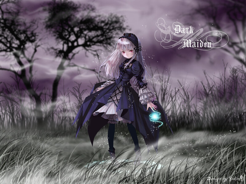 Anime Girl in Dark Dress — Purple, Mysterious