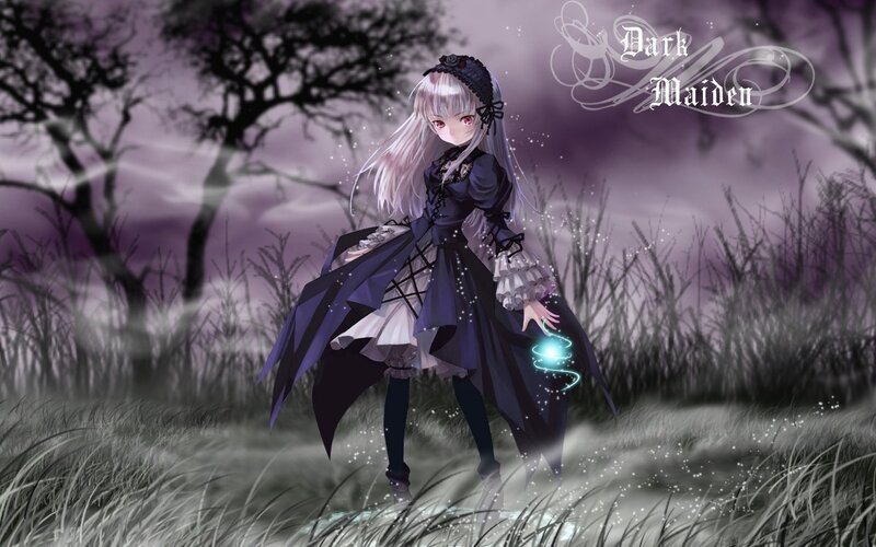 Anime Girl in Dark Dress — Purple, Night