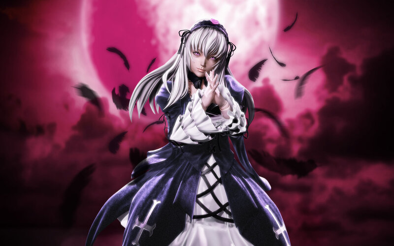 Anime Girl in Dark Dress — Purple