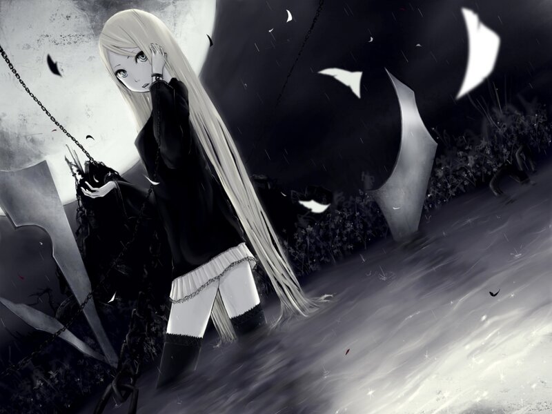 Anime Girl in Dark Field