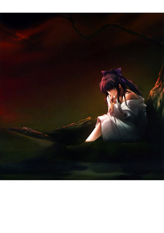 anime girl in dark forest