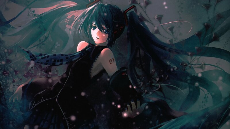 anime girl in dark forest