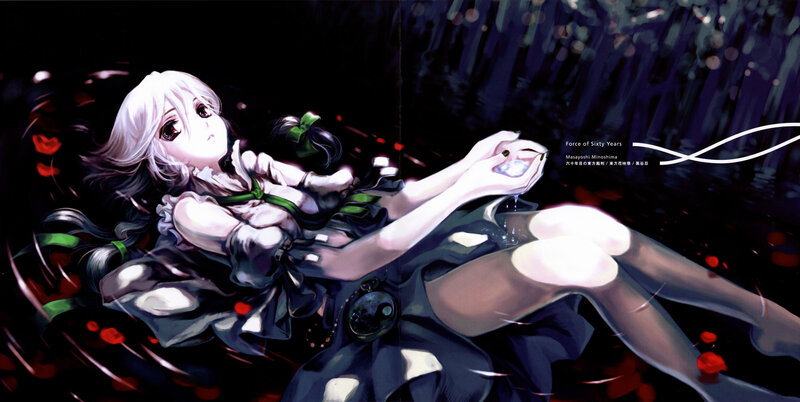 Anime girl in dark forest