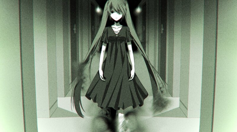 anime girl in dark hallway