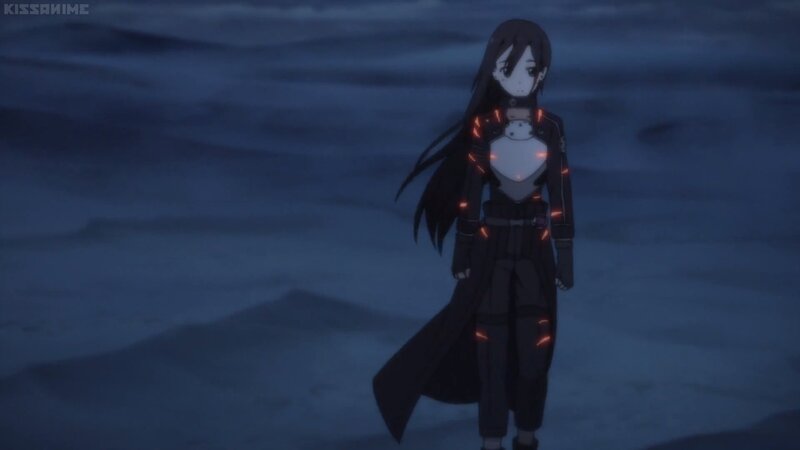 Anime Girl in Dark Outfit — Blue