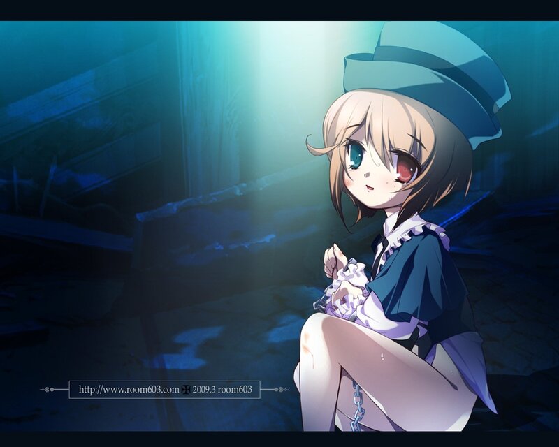 anime girl in dark room