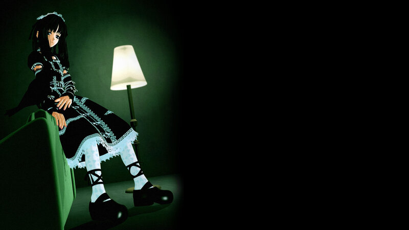 anime girl in dark room
