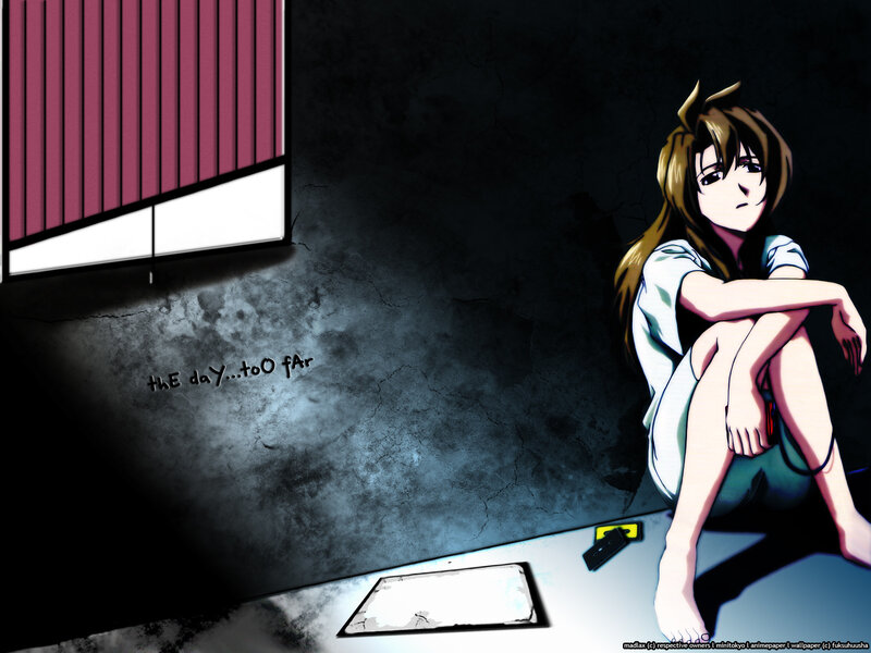 anime girl in dark room