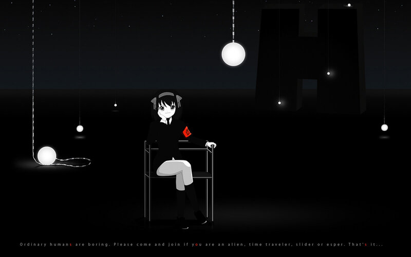 Anime girl in dark room