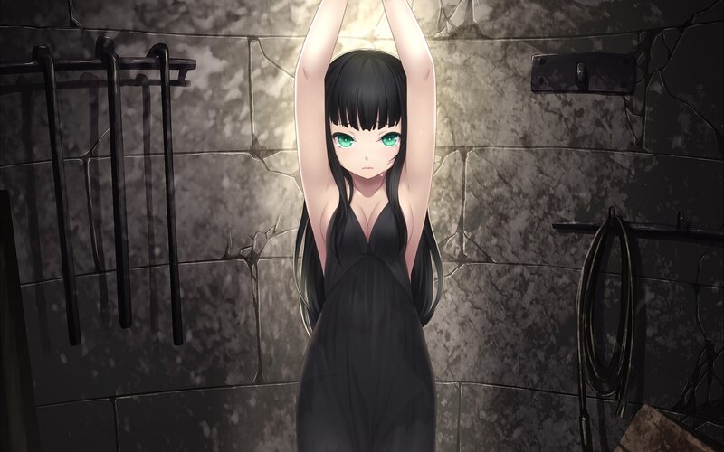 Anime girl in dark room