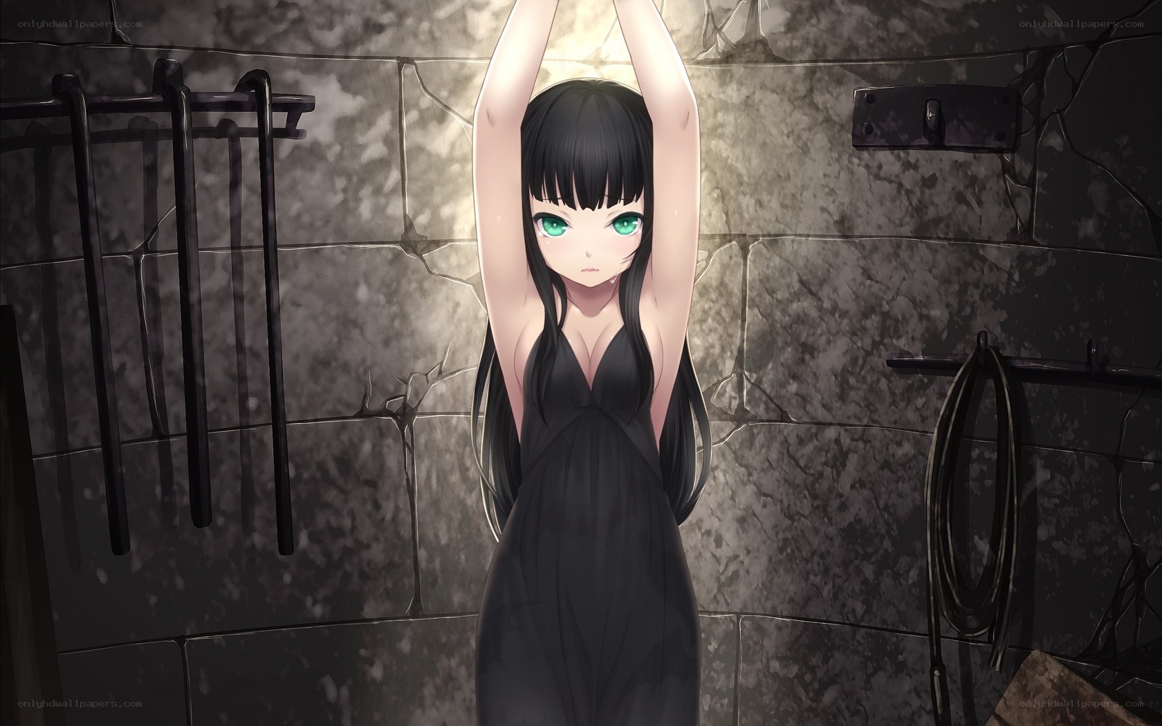 Anime girl in dark room