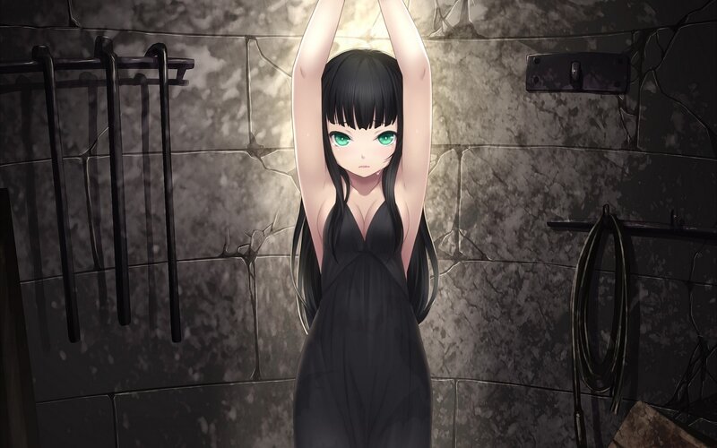 anime girl in dark room