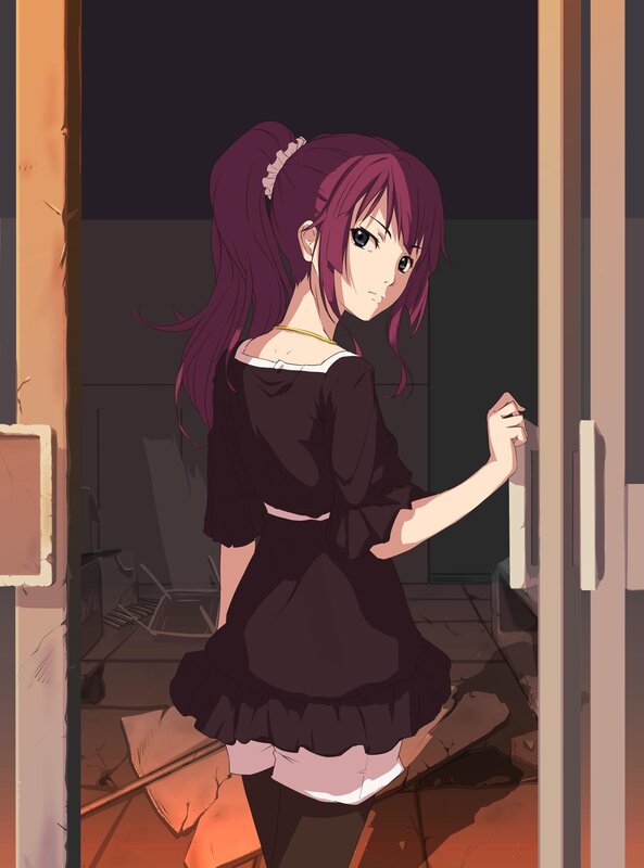 anime girl in dark room