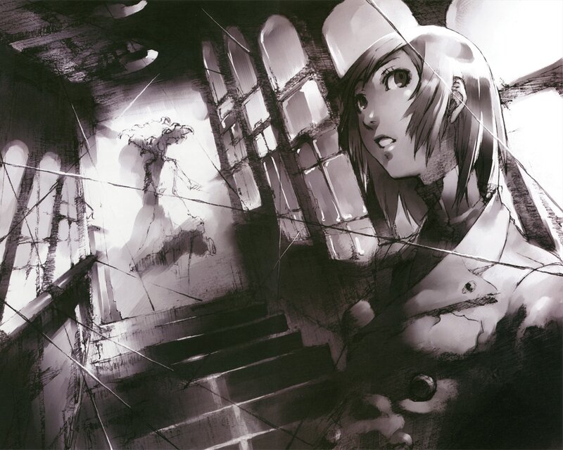 anime girl in dark room
