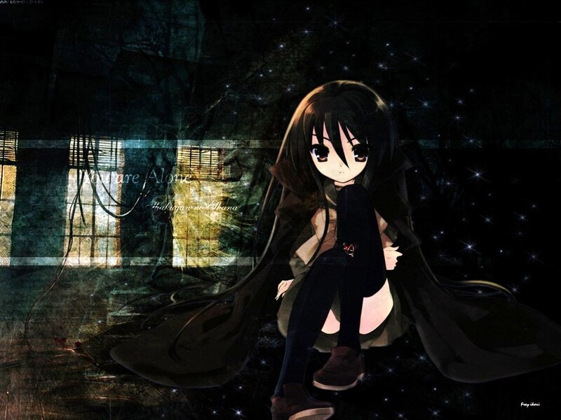 anime girl in dark room