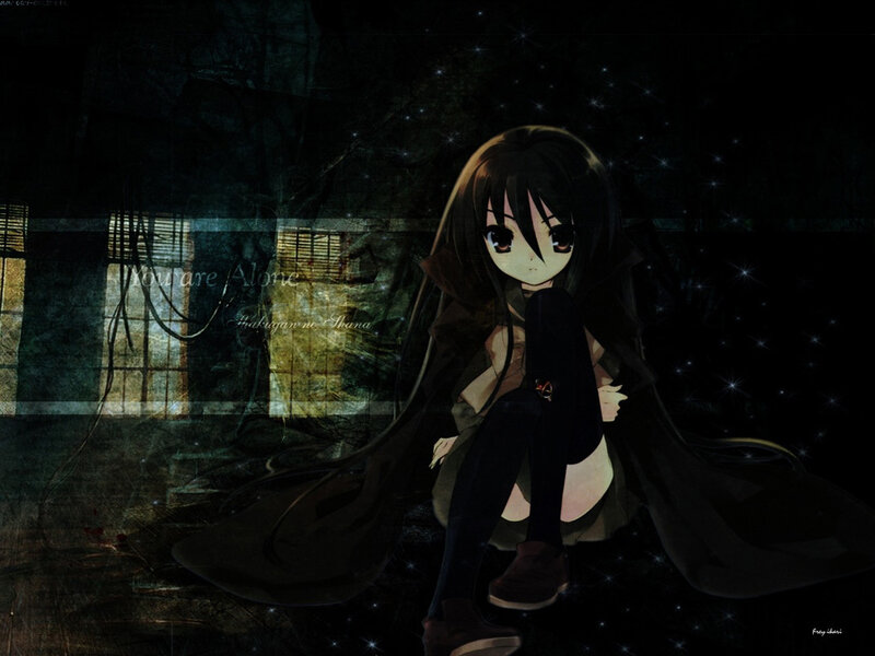 anime girl in dark room