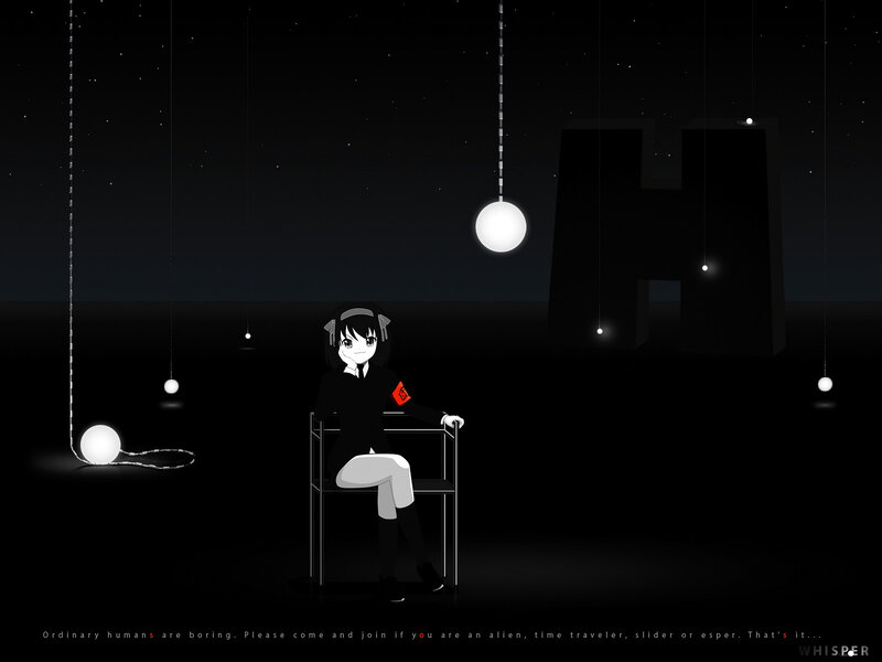 Anime girl in dark room