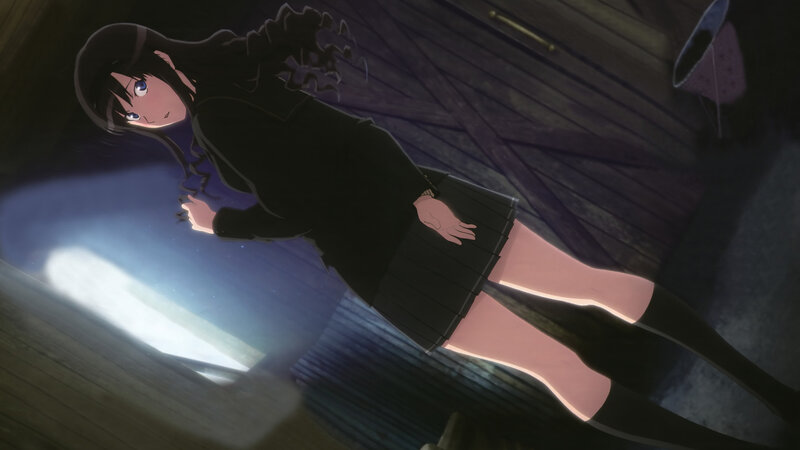 anime girl in dark room