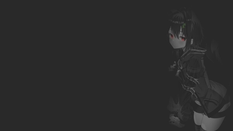 Anime Girl in Dark Room — Black, Dramatic, Night, Digital Art, Red Eyes