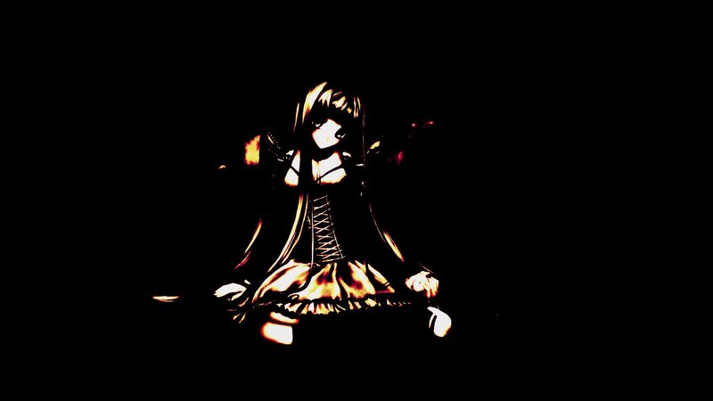 Anime Girl in Dark Room — Black, Dramatic, Night
