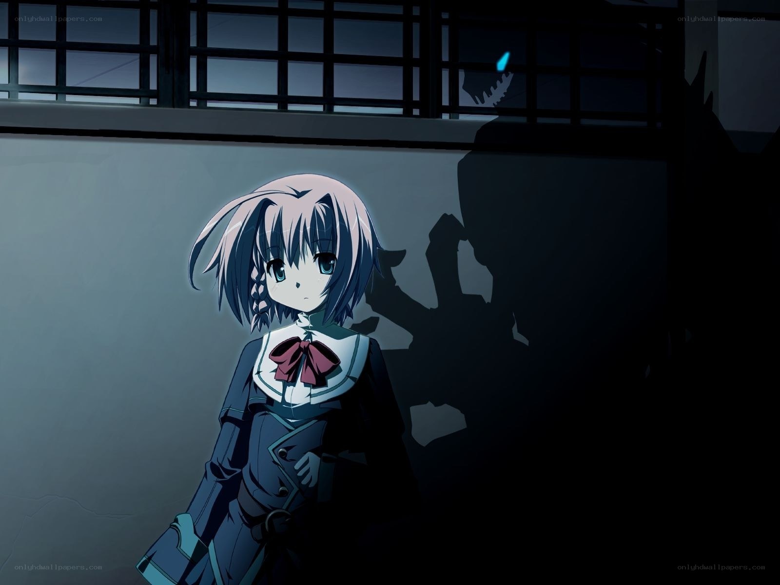 anime girl in dark room