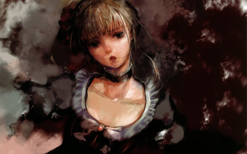 anime girl in dark setting