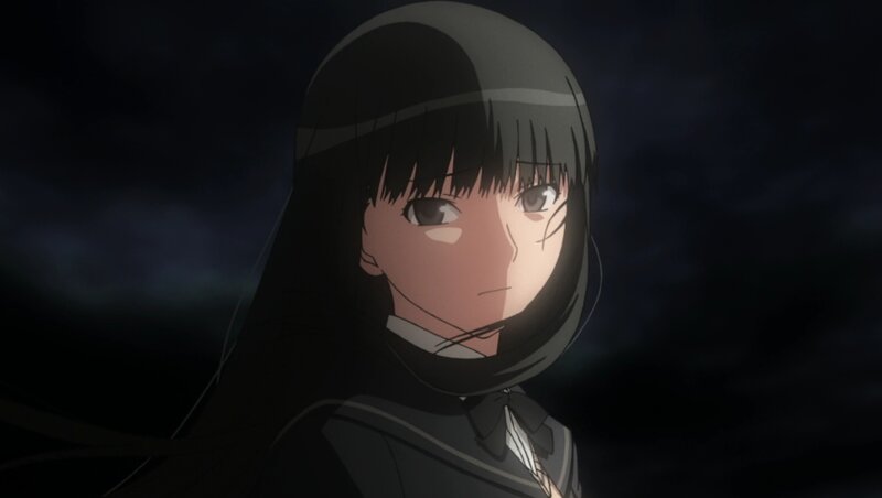Anime Girl in Dark Setting — Black, Dramatic