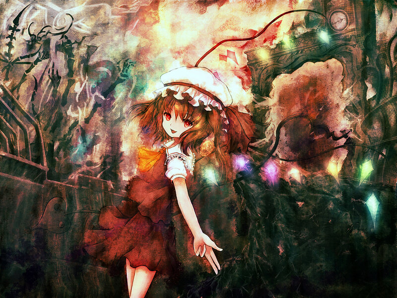 Anime Girl in Dark Setting — Red