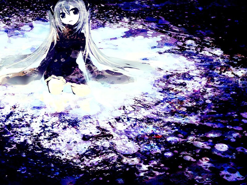 anime girl in dark water