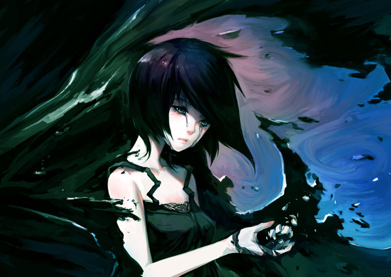 anime girl in dark water