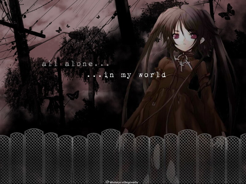 anime girl in dark world