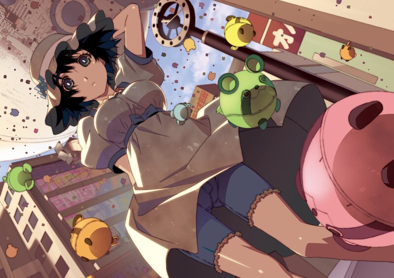 Anime Girl in Debris — Brown, Chaotic