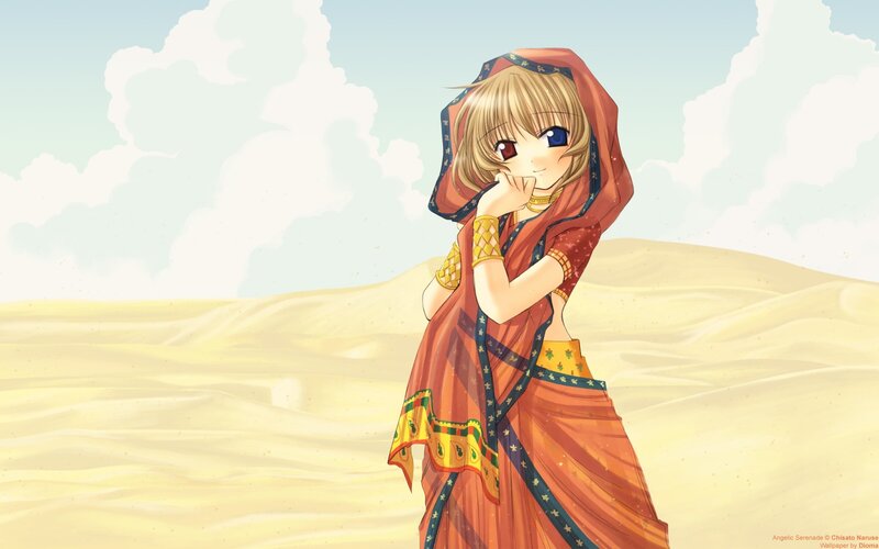 Anime girl in desert