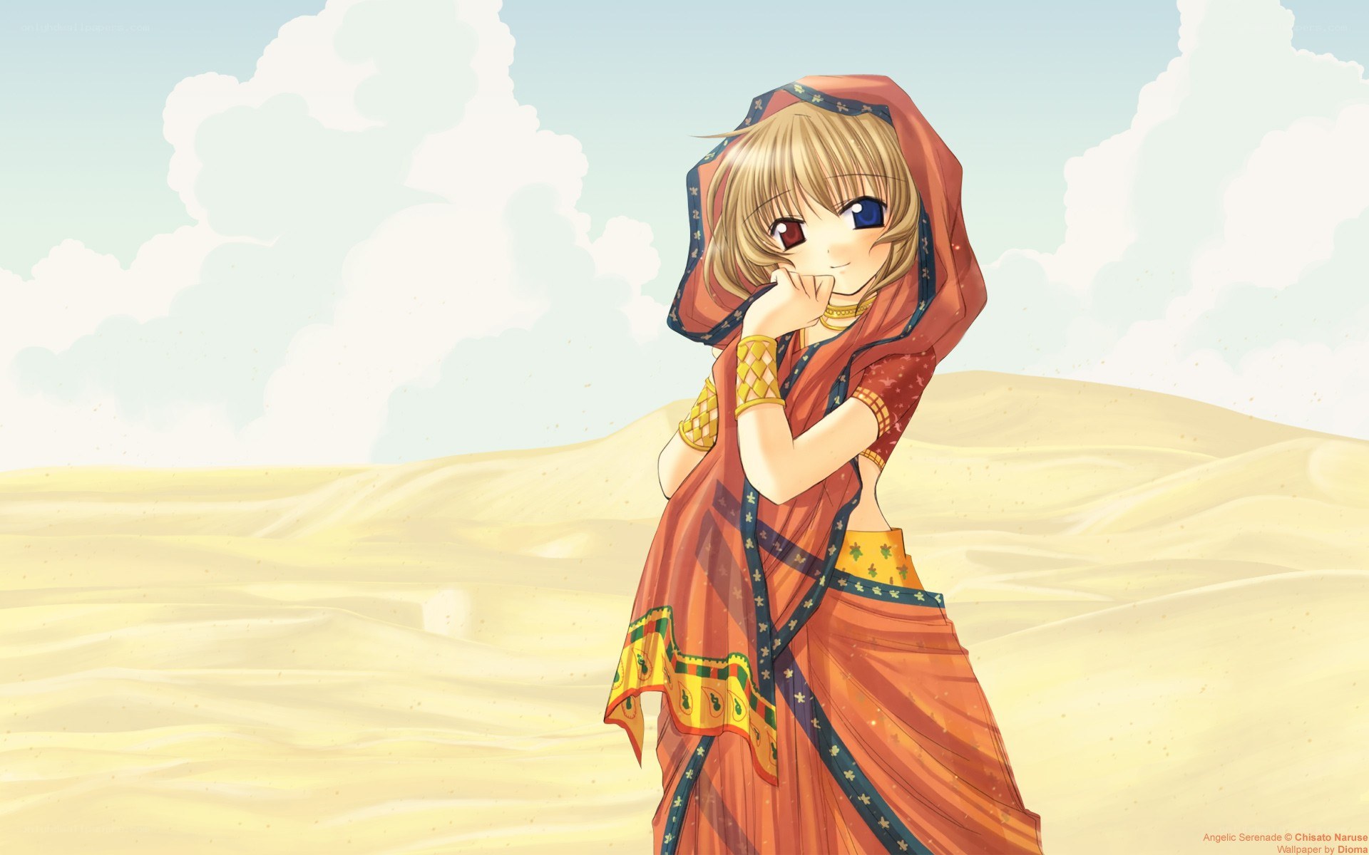 Anime girl in desert