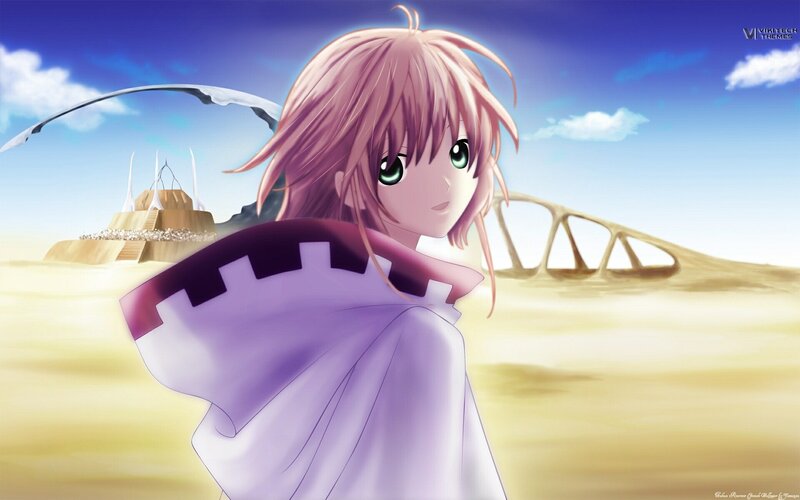 anime girl in desert landscape