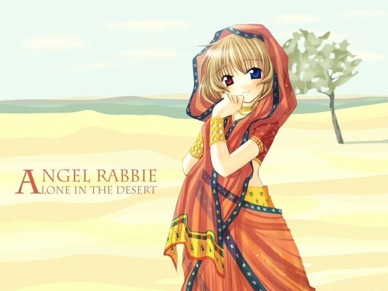 Anime Girl in Desert — Orange, Serene
